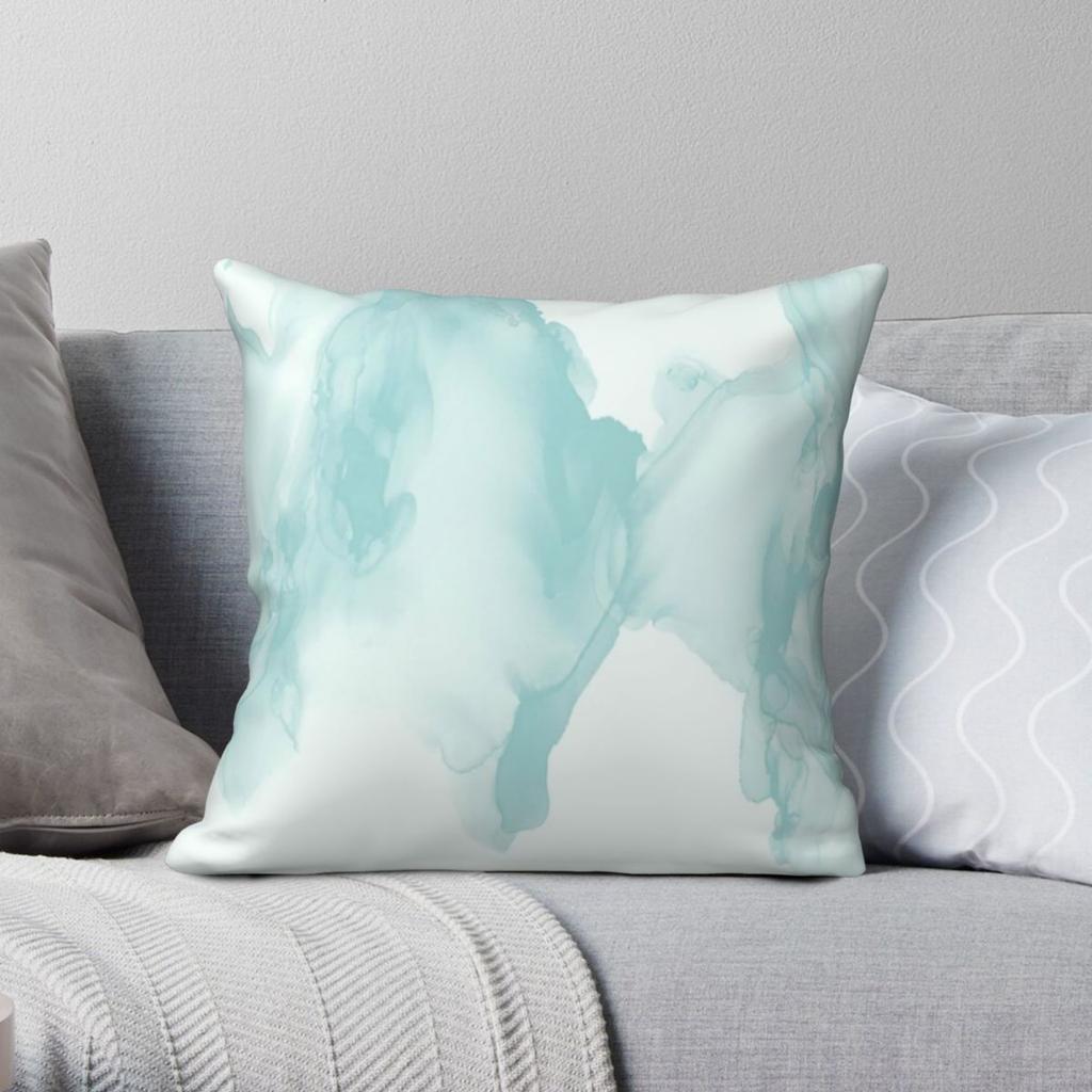 Blue Ocean Wave Square Pillowcase Polyester Linen Velvet Printed Zip Decor Pillow Case Sofa Seater Cushion Case Wholesale