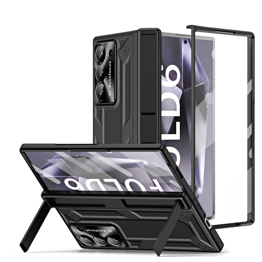 Для Samsung Galaxy Z Fold 6 5 4 Чехол Hinge Armor Противоударный Гибридный Прочный Подставка Магнитная Полная Защитная Стеклянная Пленка Складной Чехол