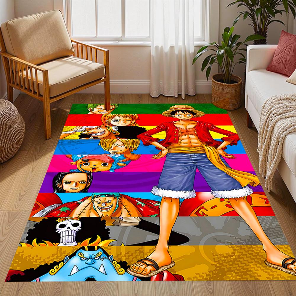 One Piece Luffy Themed Anti-Slip Rugs - Polyester Home Decor, Suitable for Bedrooms, Living Rooms, Doorways, Studios, and Decorations