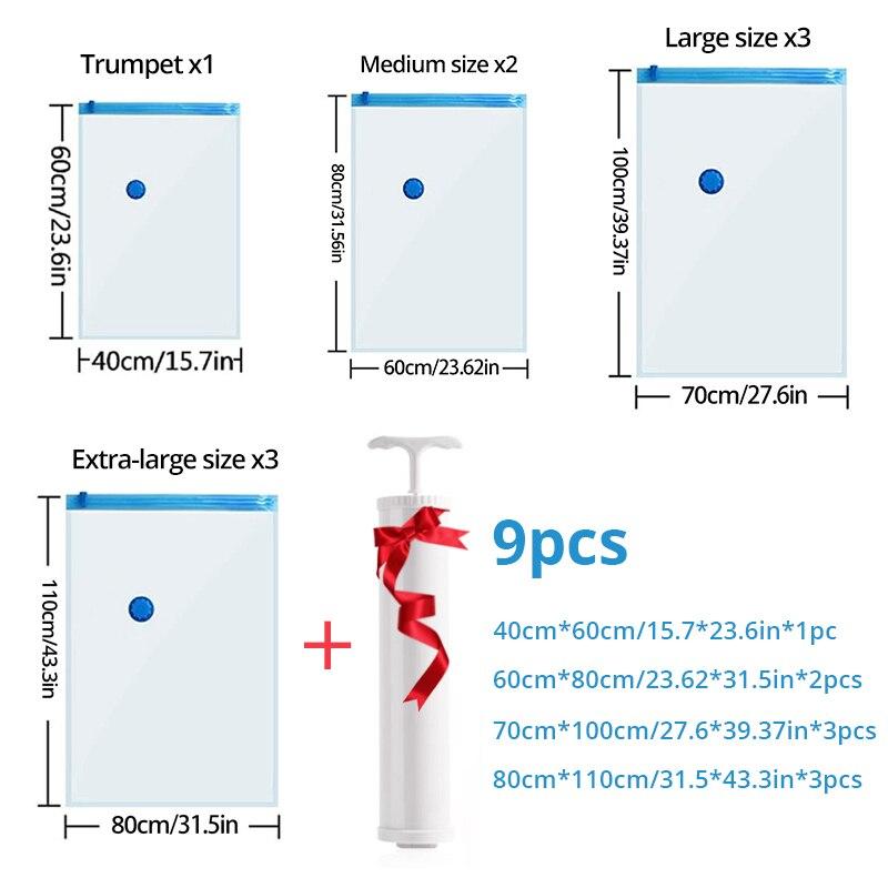 1 комплект вакуумных компрессионных мешков с ручным насосом для сортировки одежды, постельных принадлежностей, экономия места, герметичный мешок, комбинированный органайзер для гардероба