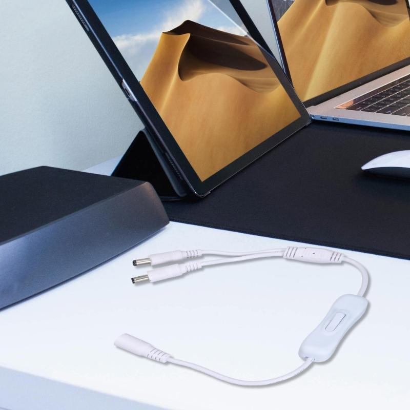 Кабель-разветвитель питания DC5521 Y 5,5x2,1 мм гнездо на 2 штекера Удлинитель-переключатель для видеонаблюдения светодиодной ленты 37 см