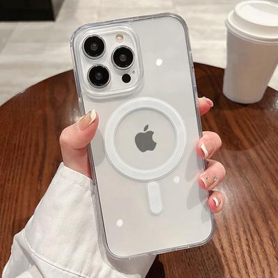 Прозрачный магнитный чехол для беспроводной зарядки Magsafe для iPhone 16 15 14 Plus 13 12 11 Pro Max, прозрачная жесткая задняя крышка