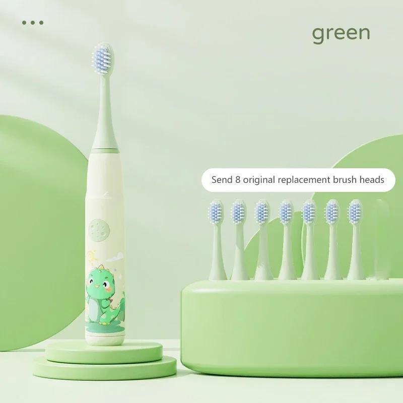 Children Sonic Electric Toothbrush IPX7 Waterproof Colorful Cartoon For Kid Use Soft Bristle Replaceable With Tooth Brush Heads