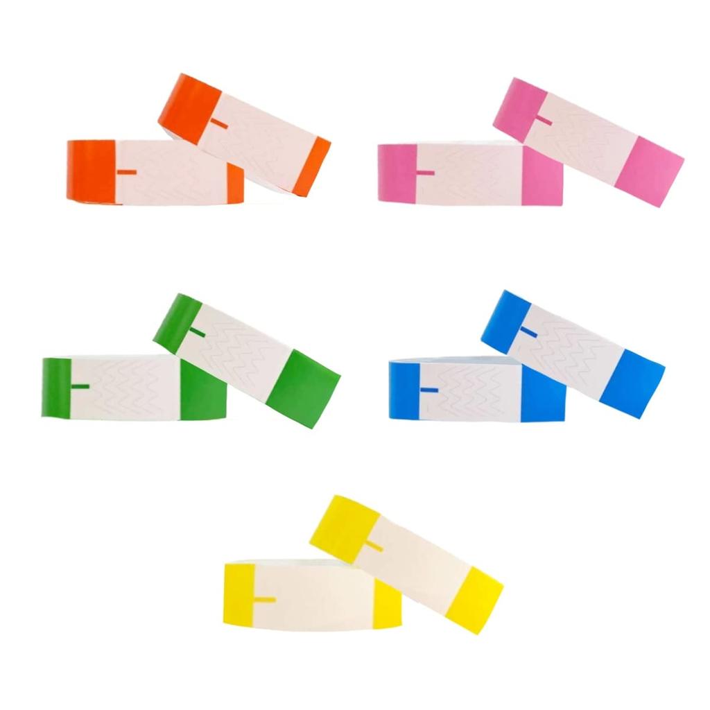 Rimikuru Disposable Event Admission Set of 1000 Wristbands, Fluorescent, Waterproof, Control, One-Touch Attachment, Paper,