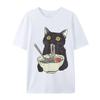 Funny Cat Eating Ramen Vintage Japanese Noodles Geek Normal All Women Tops T Shirt Casual Tees 2025 Hot Sale T Shirts Fashion