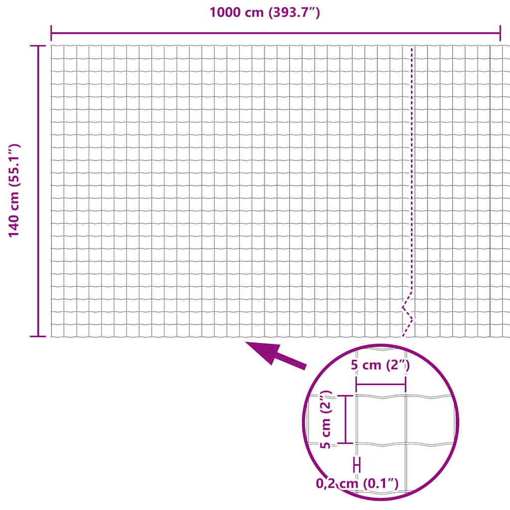 Welded Wire Fence with Concrete Foundation 10 x 1.4 m (W x H)