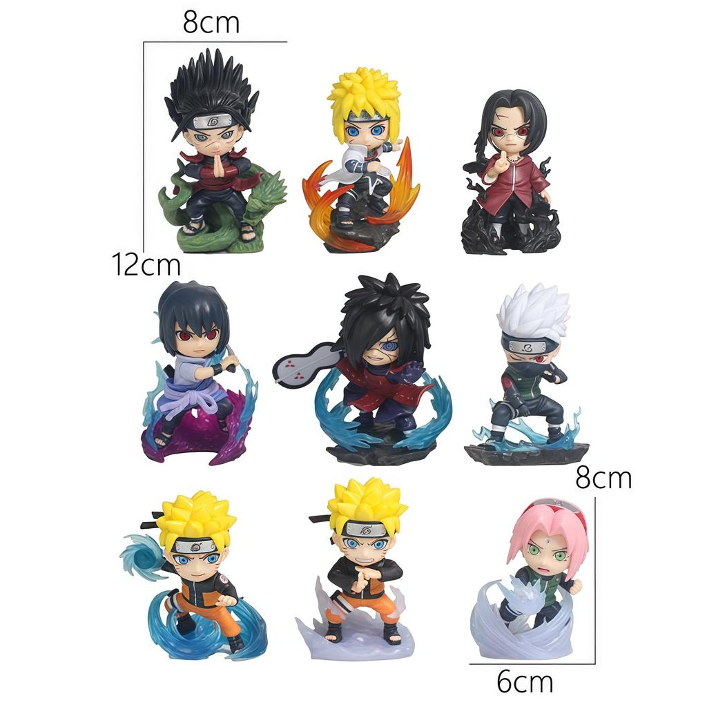 Q Version 9 Hokage Ultimate Battle, Naruto, Sasuke, Kakashi, Sakura, Itachi Wind Watergate Doll Figure