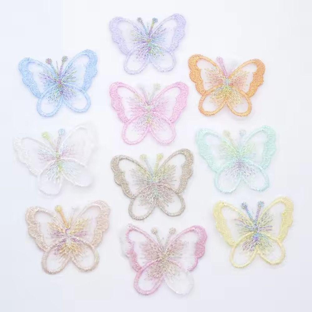 20Pcs Single Layer Golden Thread Butterfly Appliques Bridal Hair Accessories