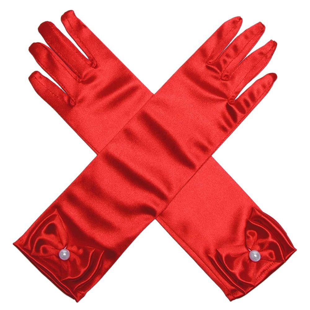 Satin Sequins Stage Gloves Children Long Gloves Full Finger Mittens Princess Skirt Accessories