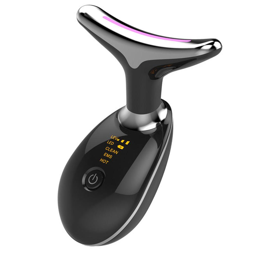 Neck Lifting Massager Colorful Lights Improve Absorption Neck Skin Tightening Device Black