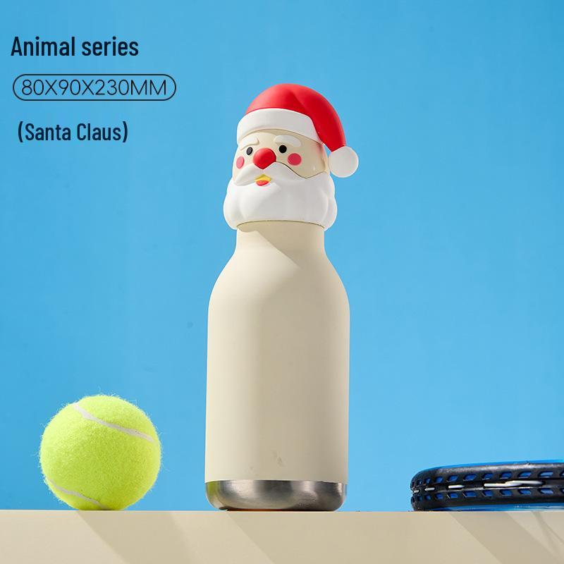 Детский термокружка объемом 450 мл с креативным дизайном в виде животных и крышкой в виде головы животного.