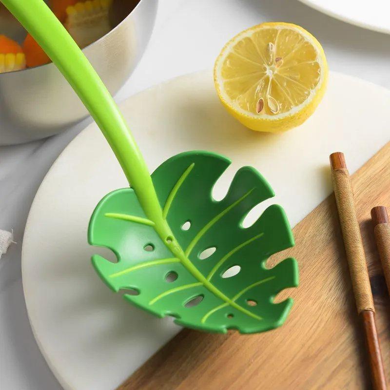 1PC Creative JungleSpoon Green Leaf Colander Turtle Leaf Spoon Noodle Spoon Spoon Colander
