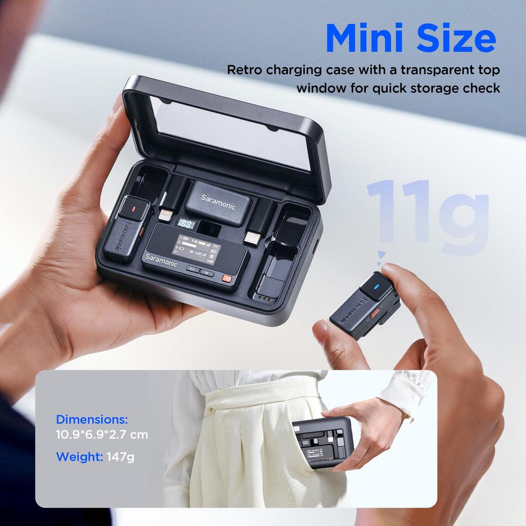 Saramonic Air Wireless Lapel Microphone System with 300m Dual Bass EQ Auto and Noise Cancellation for and Includes Two Wired Lapel Microphones