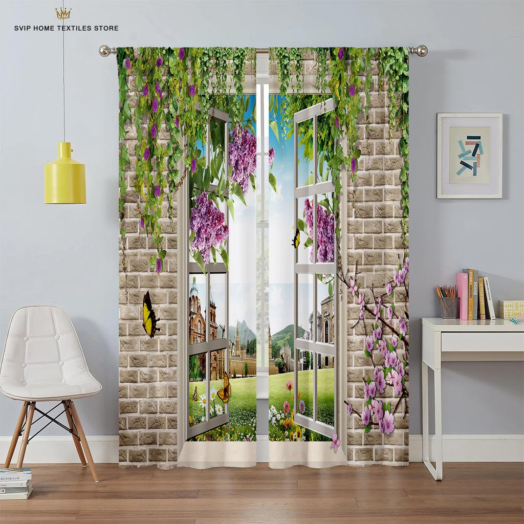 3D-печатные шторы с рисунком неба для спальни, гостиной, балкона и кухни. Украшения можно изготовить по индивидуальному заказу, 2 шт.