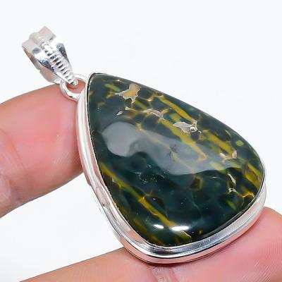 Подвеска из серебра 925 пробы Ocean Jasper ручной работы 1,97 дюйма Z5d47