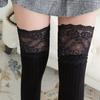 Women Lace Trim Thigh High Over The Knee Socks Long Cotton Warm Stockings