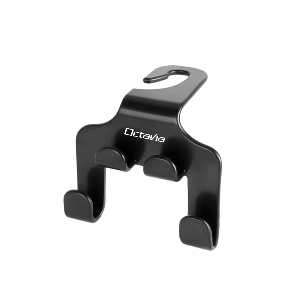 HLLQ9 Double Head Hooks Car Rear Seat Headrest Hanger Hook For Skoda Fabia Superb Yeti Mk3 A4 A6 A7 Octavia 3 Kodiaq Rapid Accessories