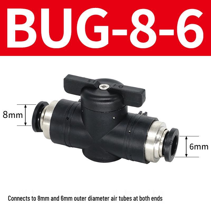 8mm Pneumatic Hand Valve with Switch and Quick Connect Fittings (6mm, 10mm, 12mm)