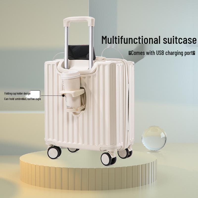 18-inch Lightweight Carry-on Trolley Suitcase with Zipper Lock for Men, Women, and Students