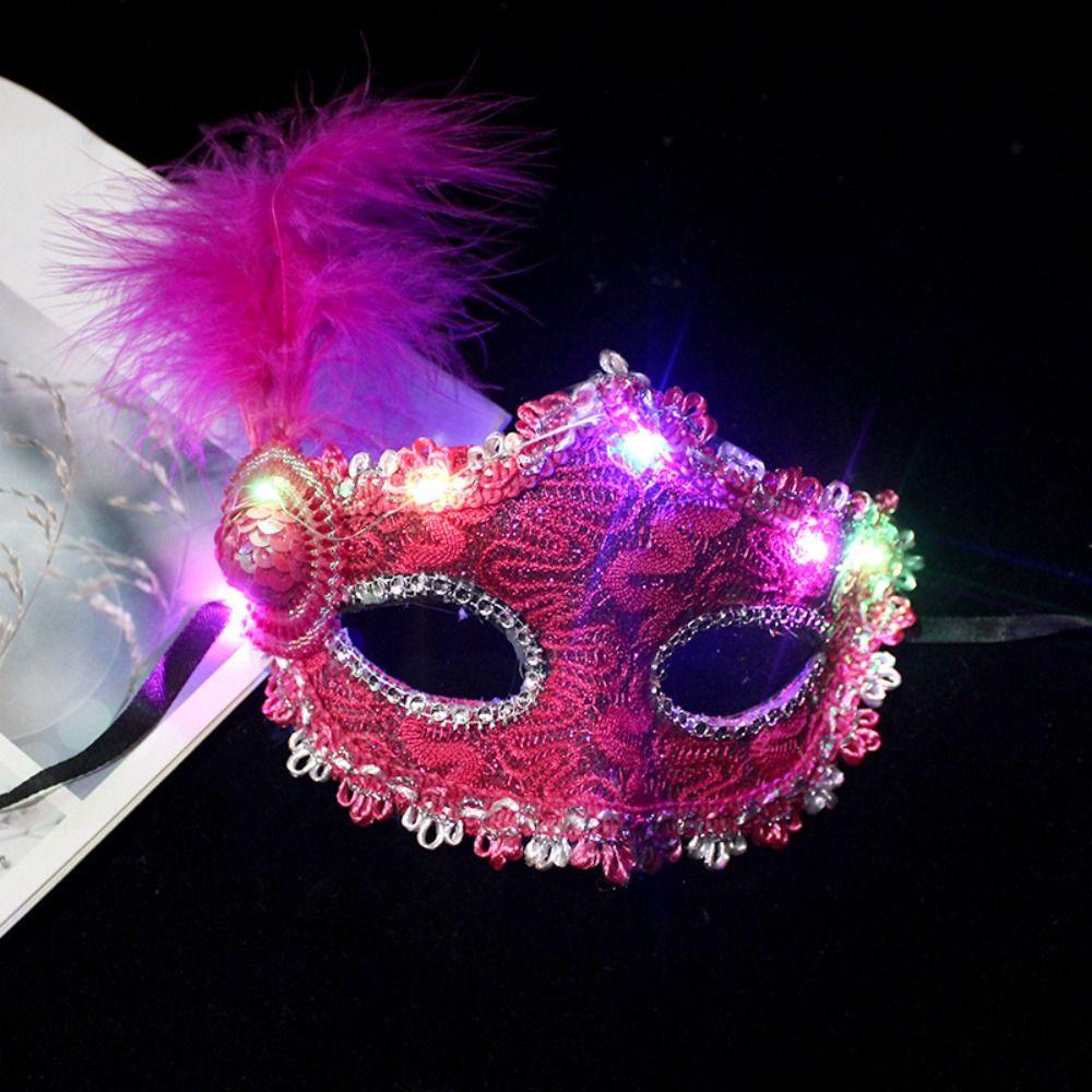 Party Supplies Feather Butterfly Mask Light Up Venice Masquerade Masks LED Glowing Mask Gift