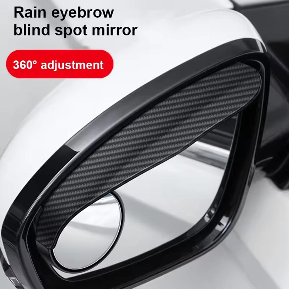 Автомобильное зеркало заднего вида Rain Eyebrow Mini Round Mirror Integrated Rain Visor Carbon Mirror Fiber Sun Cover Side Automob Accesso E4H7