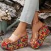 Модные летние прозрачные туфли-шлепанцы на платформе для женщин, клиновидные шлепанцы смешанных цветов, женские уличные шлепанцы с открытым носком, женские шлепанцы