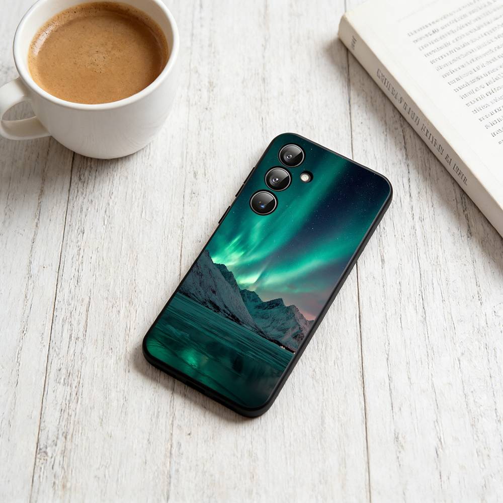 Северное сияние Чехол для телефона Черный Силиконовый Мягкий Для Samsung Galaxy A73,A72,A71,A70,A53,A52,A51