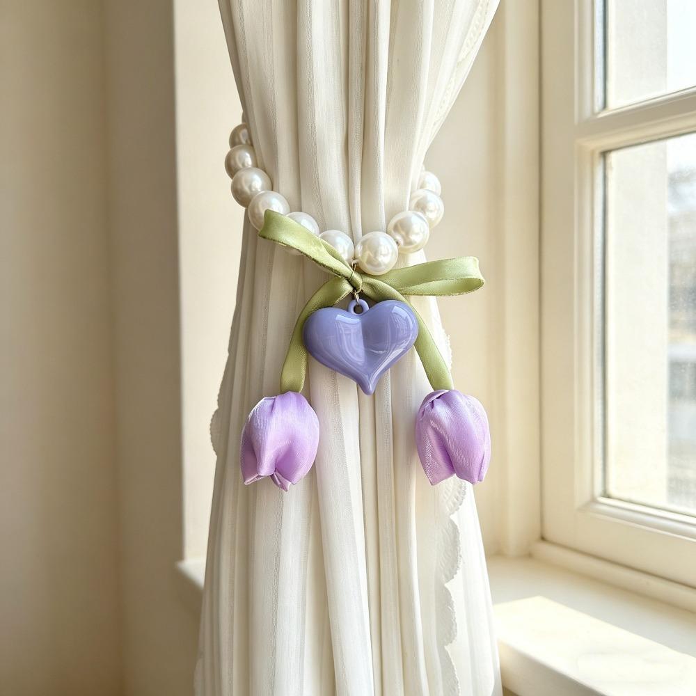 Adjustable Tulip Gauze Curtain Tie Decorative Curtain Tie Rope Flowers Curtain Straps Beautifully Heart Curtain Binding