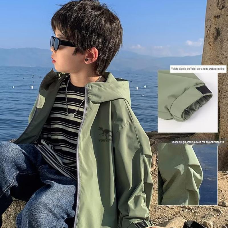 Куртка с капюшоном для мальчиков весна-осень 2024 г. - модная детская верхняя одежда