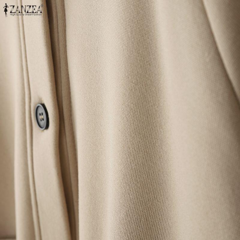 ZANZEA Women Casual Round Neck Long Sleeve Loose Thin Outwear