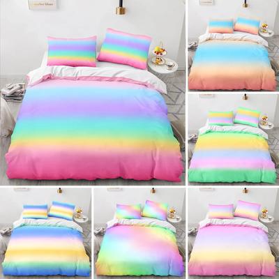 Радужный градиентный пододеяльник, комплект постельного белья Queen Size Rainbow для детей и девочек, милый стиль, комплект постельного белья из полиэстера, односпальное одеяло King Twin, покрывало