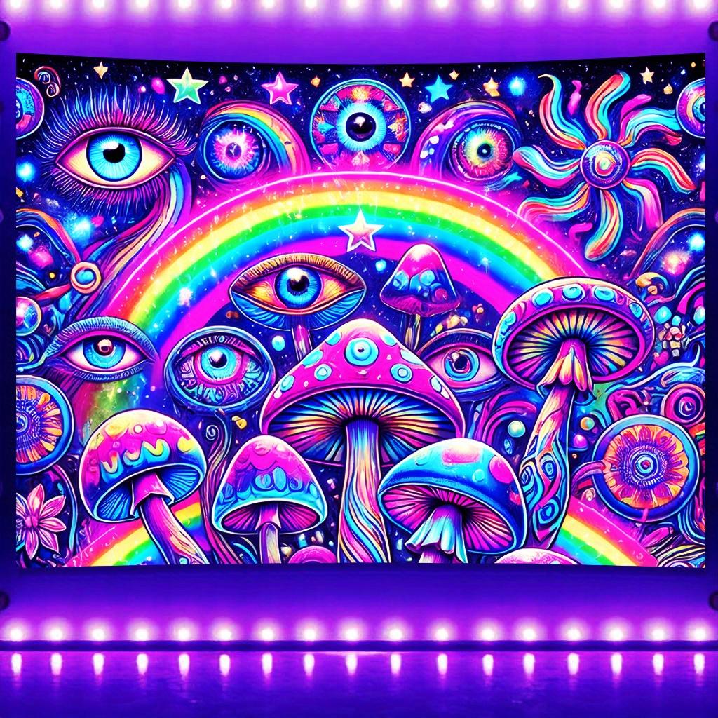 VIKAMA Halloween Rainbow Queen Tapestry Colorful Mushroom Mysterious Eye Living Room Music Room Psychedelic Decor