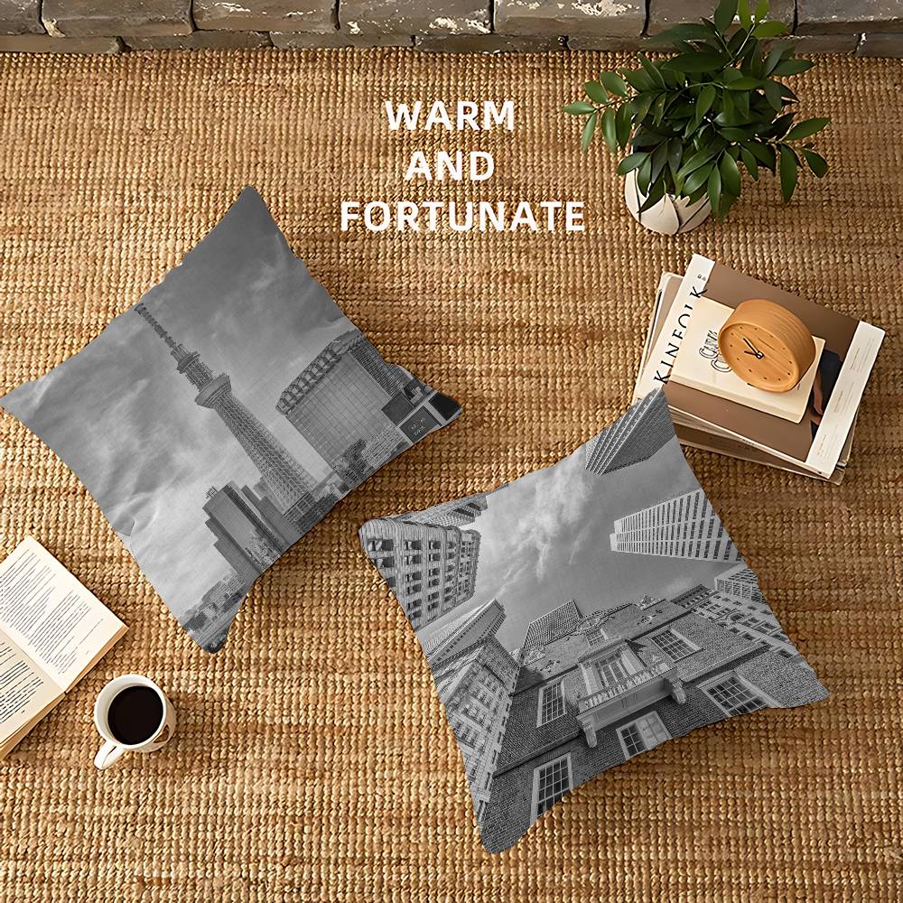 Black And White City Art Pillow Cushion Cover Pillowcase Living Room Sofa Home Decor