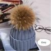 2023Hot Women Winter Racoon Fur Pom Pom 15cm Ball Knit Beanie Ski Cap Bobble Hat