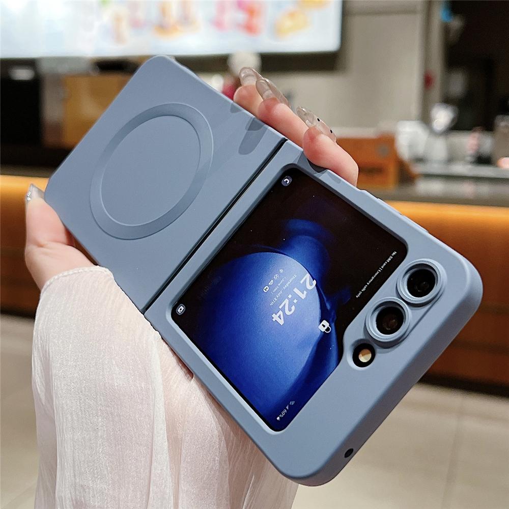 Магнитный чехол из жидкого силикона для Samsung Galaxy Z Flip 7 6 5 4 3 Беспроводная зарядка Ударопрочная защита Мягкий чехол для ZFlip7