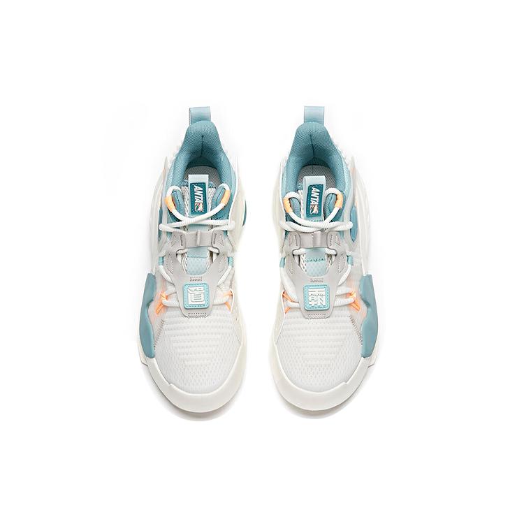 Anta Bastard Non slip Lightweight Mid top Skateboard Shoes Men's White Blue Green 112128084-4