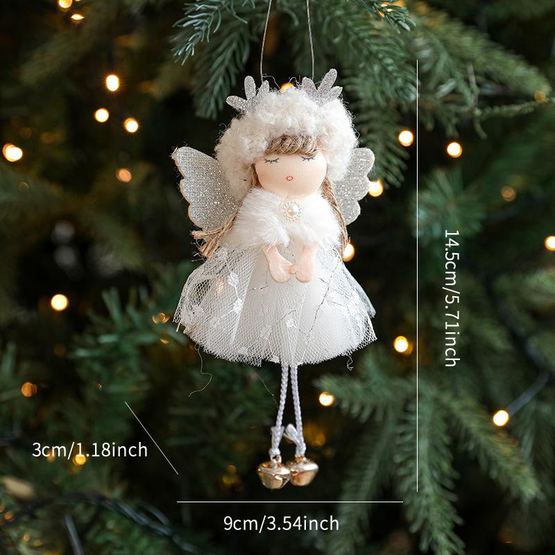 1PC Angel Girl Romantic Christmas Gift Pendant Creativity Plush Doll Decoration Cute Mesh Ornament