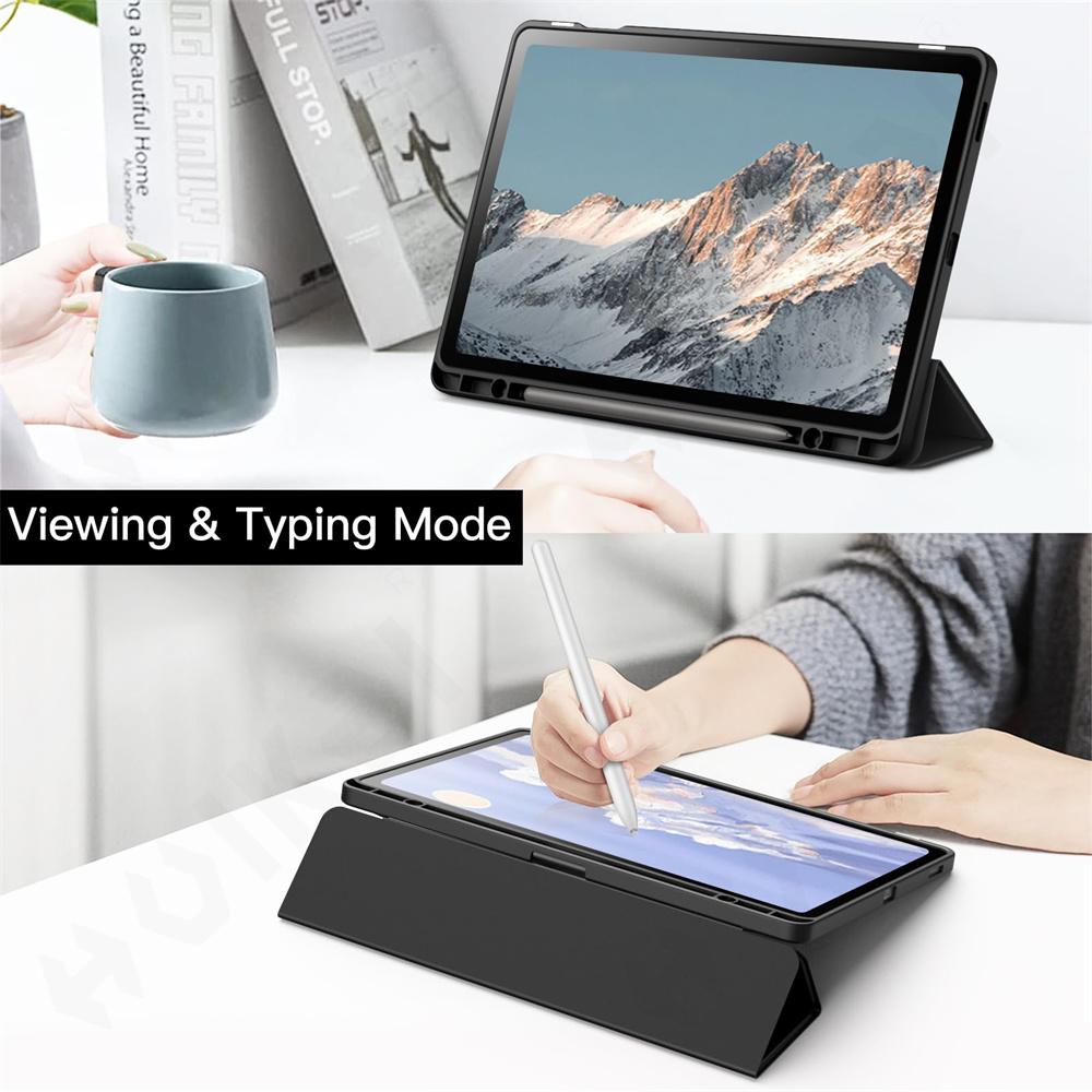 Чехол для Samsung Galaxy Tab S10 FE / S9 FE 10,9 дюйма, тонкий, полупрозрачная задняя панель, подставка с тройным сложением, зарядка стилуса, автоматическое пробуждение/сон