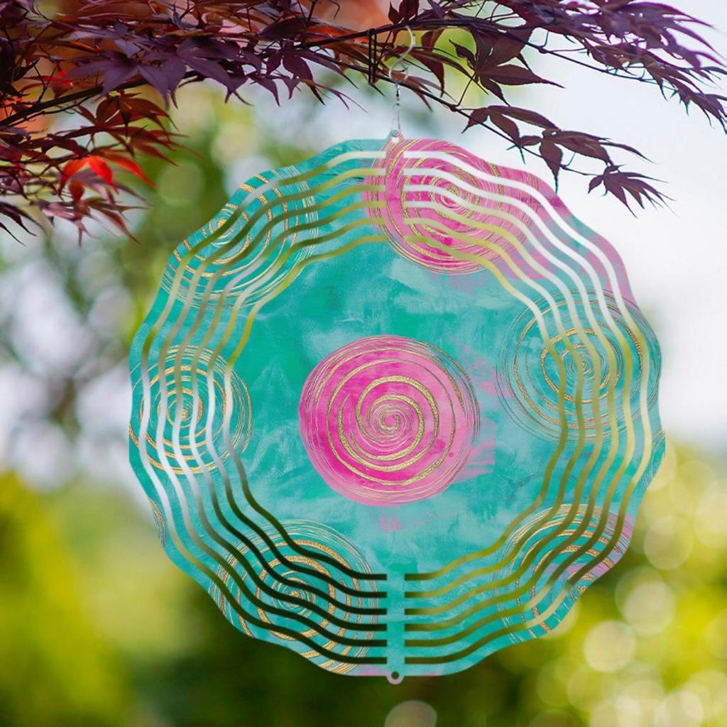 Элегантный подвесной колокольчик с вращающимся на 360 градусов крючком, 25 см, яркий абстрактный металлический уличный декор для балкона, газона, сада, идеальный подарок для всех сезонов