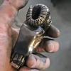 Vintage Punk Rock Sheep Horn Skull Design Knuckles Rings Jewelry for Motorcycle Enthusiasts and Gothic Culture Fan