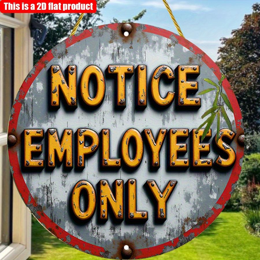 2D Flat 20*20cm1pc Notice Employees Only Warning Round Company Sign, Orange&gray Vintage Wall Art Pendant, Weathered Surface Design Warning Plate