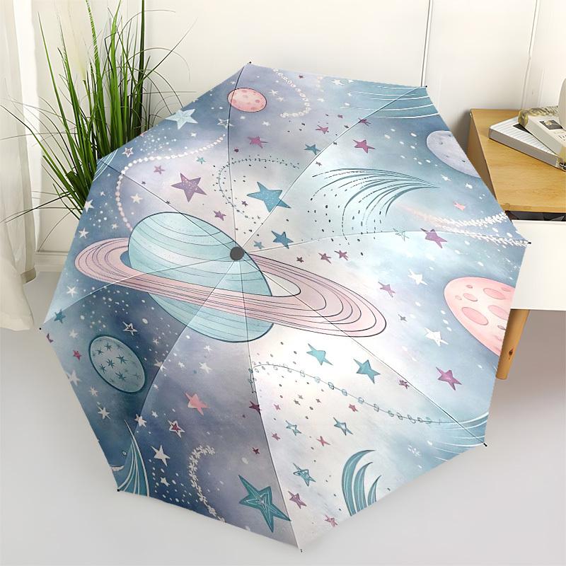 1PC Space planets Umbrella-8-Rib Reinforced Portable Folding Travel Suitable for All Seasons Outdoor Daily -Z0485