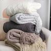 Nordic Knitted TV Blankets Bed End Decor Drop Ship Shawl Sofa Blanket with Tassels Scarf Sofa Emulation Fleece Throw Blanket