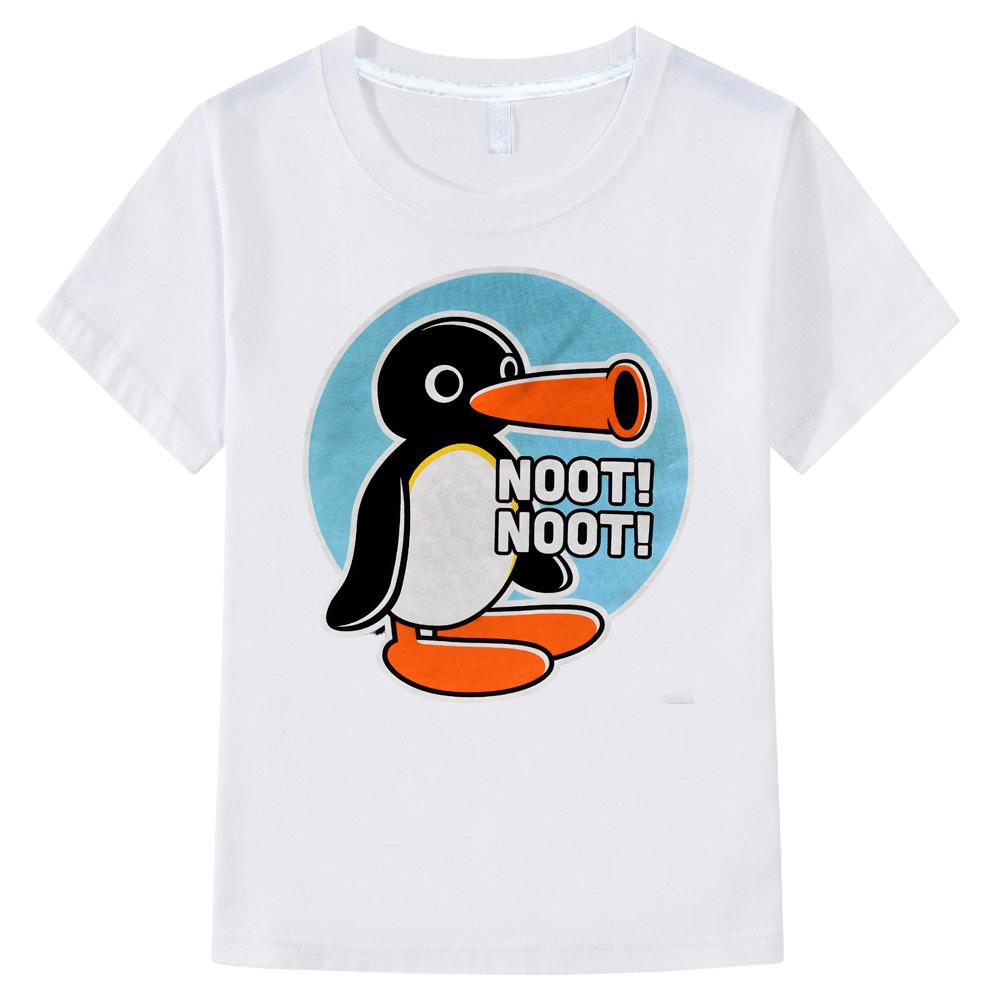 Pingu Детская одежда Топы для мальчиков/девочек С коротким рукавом Спортивная Мода Уличная Одежда Комиксы Футболки с круглым вырезом