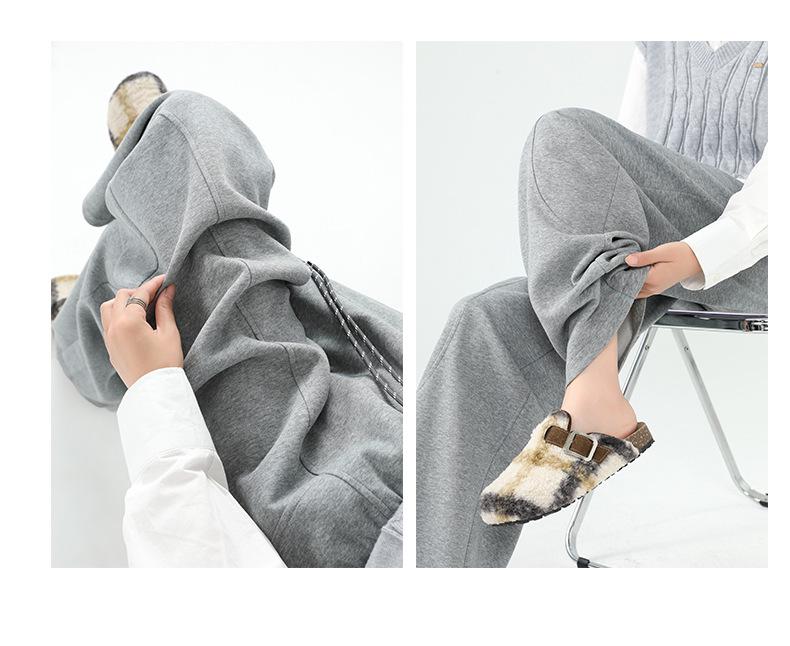 TikTok Трендовые женские спортивные брюки с высокой талией и широкими штанинами из бархата на осень/зиму