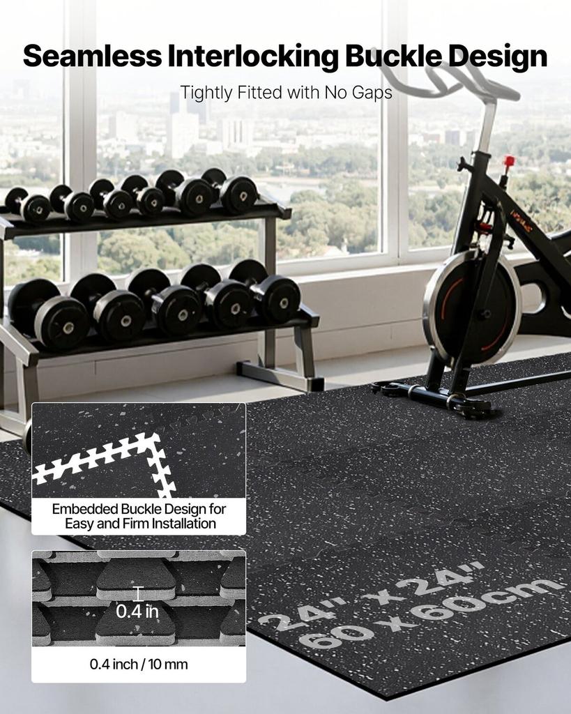Puzzle Exercise Mat, 12 PCS Fitness Equipment Mats, 610 x 610 x 10 mm, High-Density EVA Foam Mats Set, Interlocking Rubber Soft Tiles, Protective
