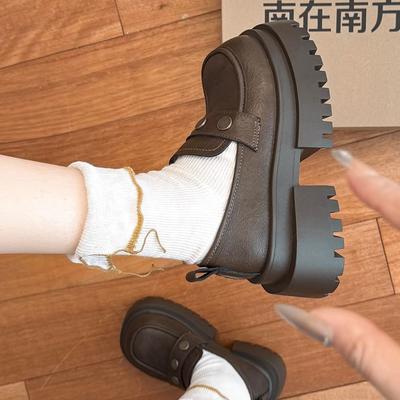 Маленькие кожаные туфли в британском стиле, новые модели, новый круглый носок, ретро, маленькие мужские туфли на платформе, одинарные туфли