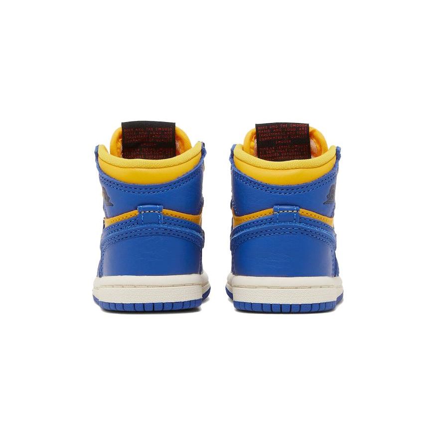 Детские кроссовки Air Jordan 1 Retro High OG TD Reverse Laney желтые Varsity-Maize Game-Royal FD2598-700