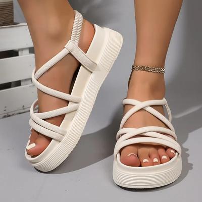 Распродажа женской обуви. Женские сандалии с узкими ремешками. Повседневные сандалии на платформе. Женские сандалии с резинкой и круглым носком. Плоские туфли с женскими ремешками.