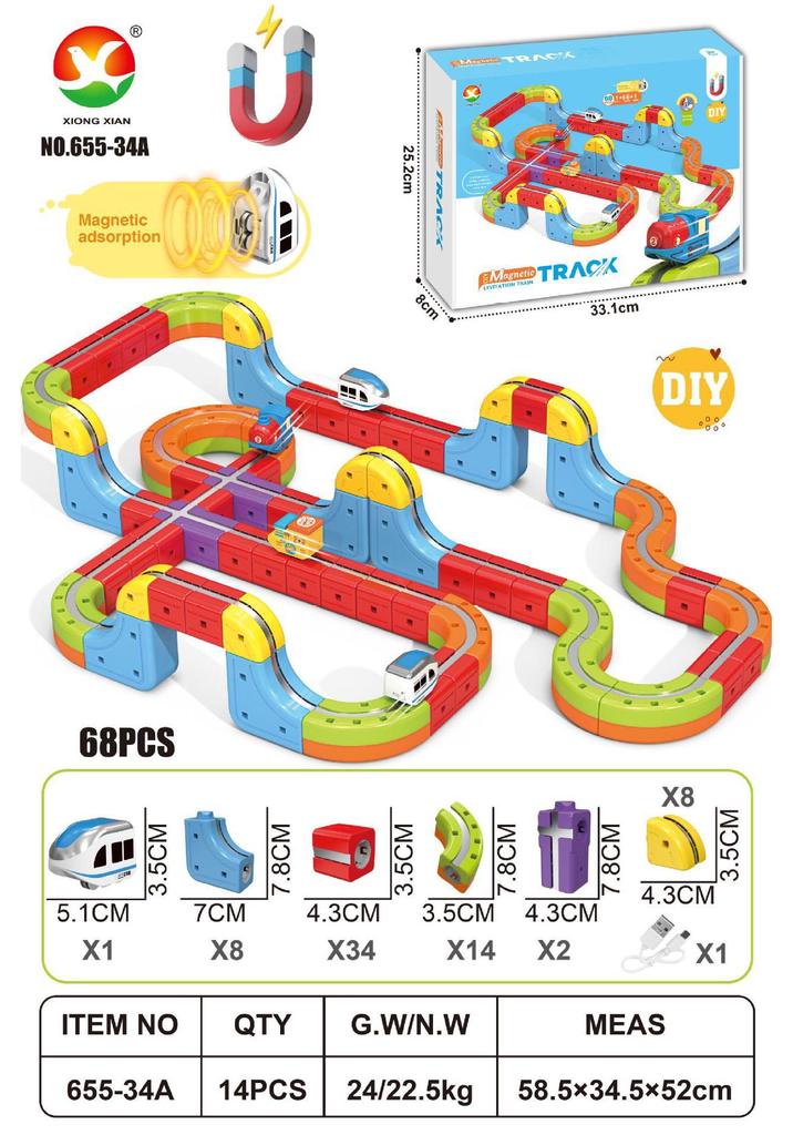 Educational DIY Magnetic Gravity Track Car with Electric High-Speed Rail Blocks for Kids